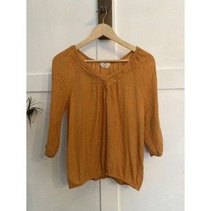 Ember 3/4 Sleeve Pullover Blouse Shirt Womens Sz L Polyester Boho Spring Summer